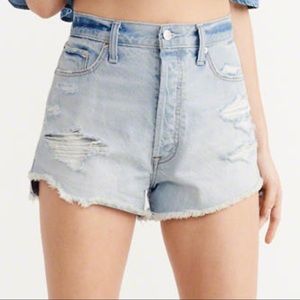Abercrombie & Fitch High-rise Distressed Shorts